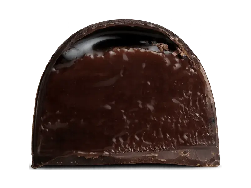 Pralinê e Mel cortado ao meio, mostrando o recheio